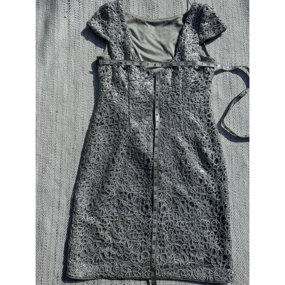 Simply Liliana Womens Silver Gray 8 Dress Sequence Formal Shimmer Sheath Midi - Picture 11 of 14